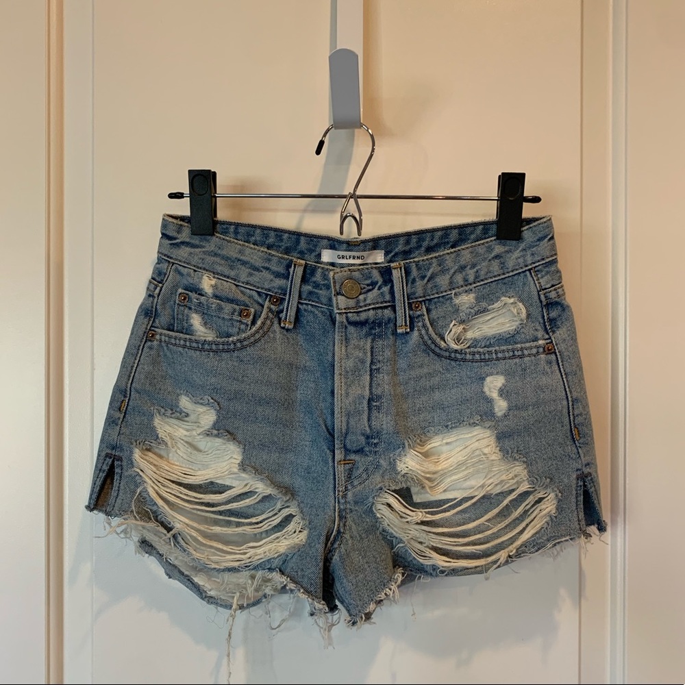 GRLFRND Cindy distressed cut off denim shorts